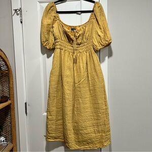Yellow Milkmaid Midi Dress